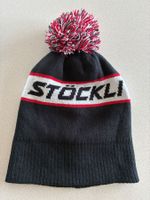 STÖCKLI Wintermütze, Schwarz/Weiss/Rot, 100% Acryl, NEU