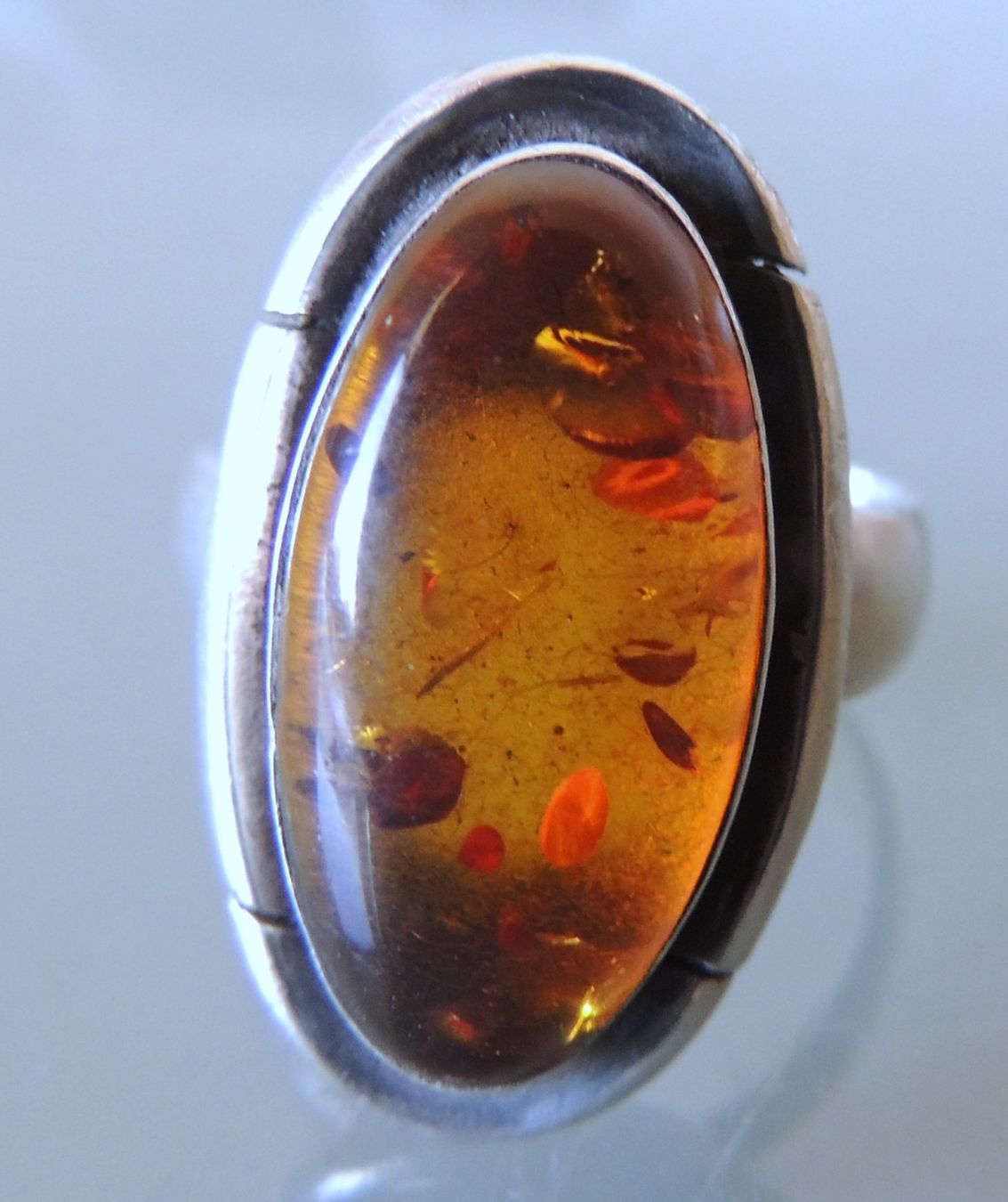 Anelli: Bernstein Silber 800 Fingerring Gr. 59 – Usato da Waldenburg venduto da schaller707