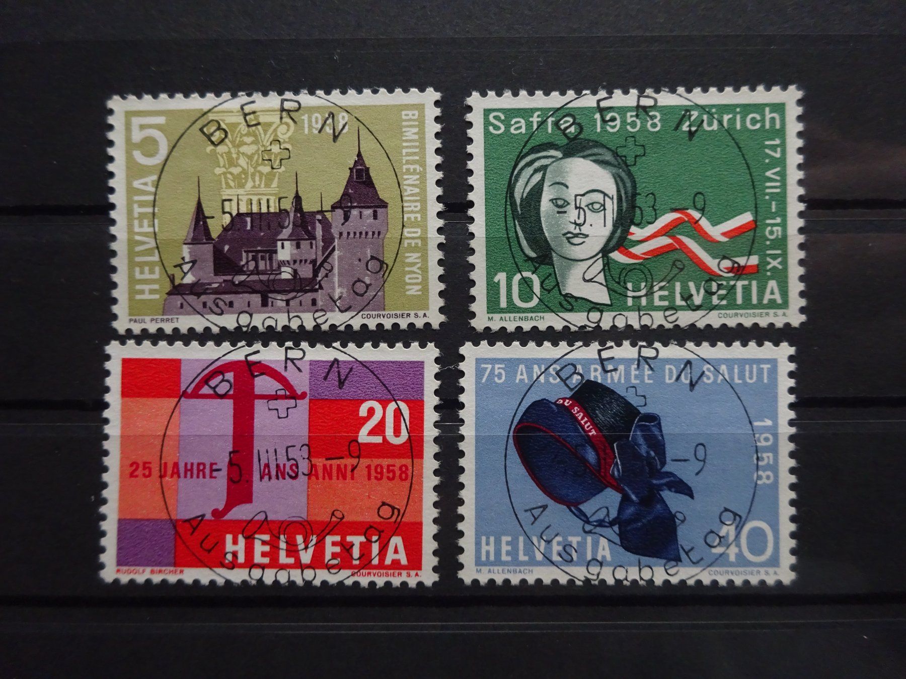Tutti i francobolli: 1958 Z-Nr. 334 - 337 ET-Voll BERN – Usato da Appenzell-Steinegg venduto da adi1975 1