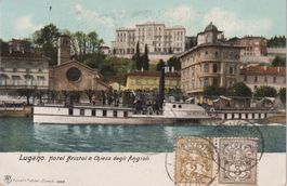 AK Lugano Hotel Bristol e Chiesa degli Angioli 1905