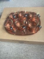 6er Kupfer-Set Becher mit Tablett, Vintage, Handarbeit, g...