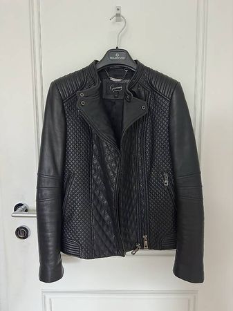 SCHWARZE GESTEPPTE LEDERJACKE (ECHT-LEDER)