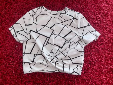 Crop Top Knotentop weiss schwarz Gr. XL (42/44), stretch