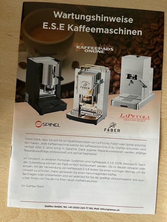 Spinel Ciao Silber dosiert – Kaffeemaschine für Pads E.S.E