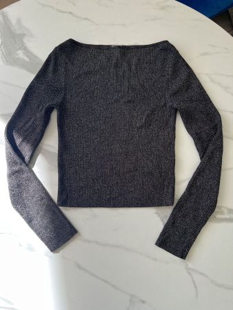 Glitzer Pullover Schwarz Gold H&M in Small 36