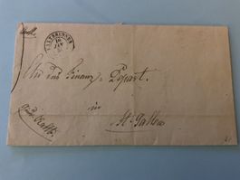 1854 Faltbrief mit Inhalt Kaltbrunnen - St. Gallen
