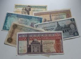 Lot von 6 alten Banknoten aus Aegypten