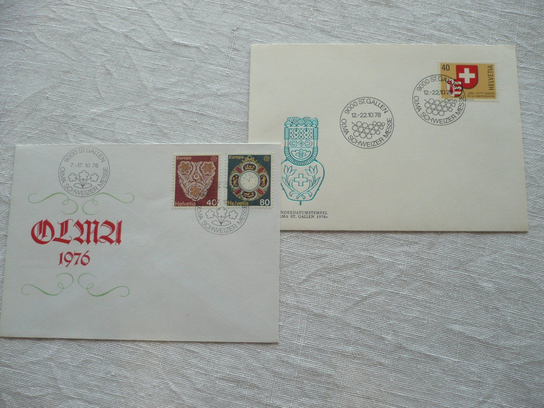 Alle Briefmarken: 1976 - 78 2 Belege OLMA – Gebraucht aus Zürich von saltandpepper008