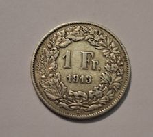 Schweizer Münze 1 Franken 1913 CH Silbermünze schön