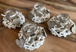 Romantisches Windlicht mit Holzherzen - Winterdeko!