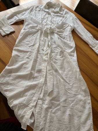 H&M Blusenkleid Maxikleid weiss luftig leicht neuwertig XS/S