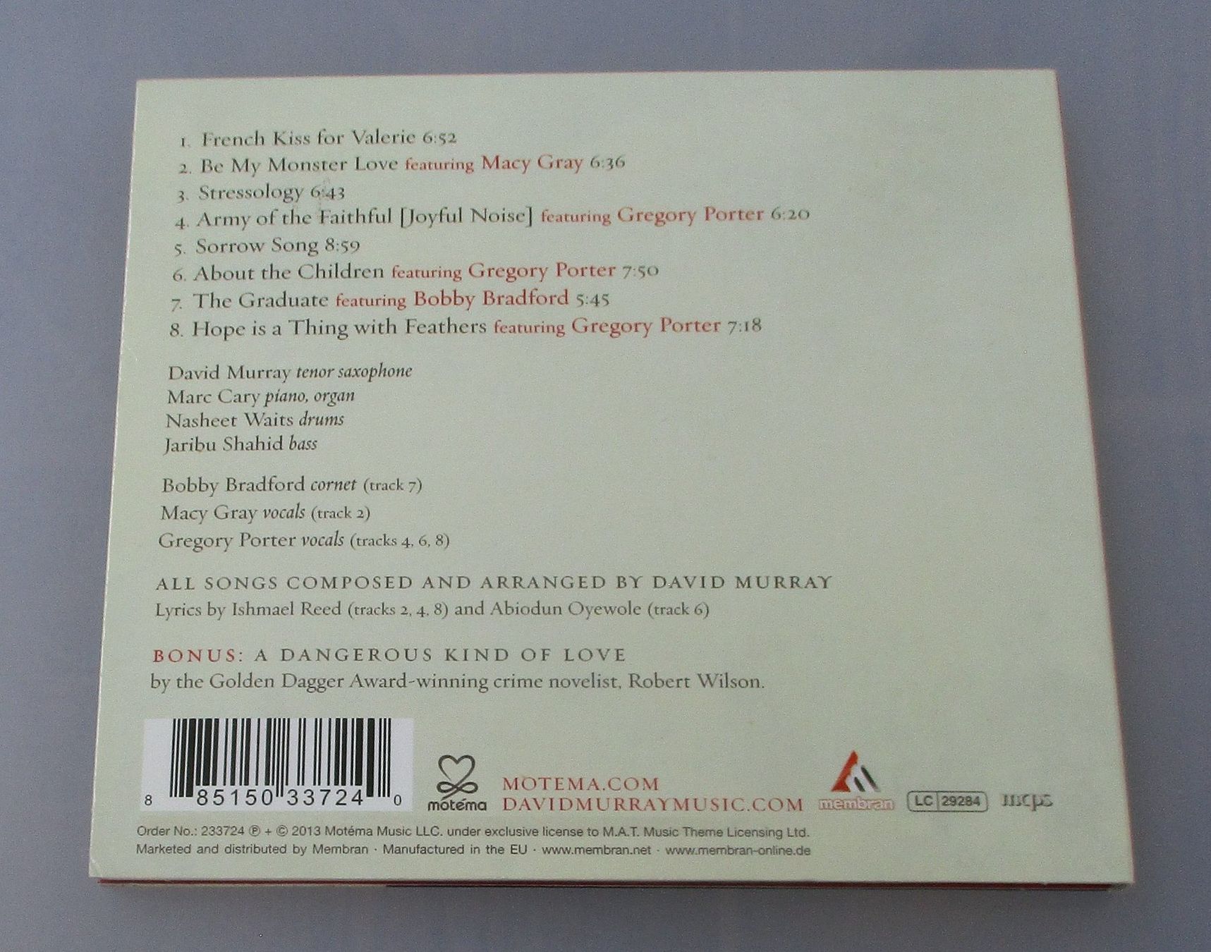 CD: DAVID MURRAY INFINITY QUARTET - Be My Monster Love – Usato da Wattwil venduto da Muriel11 1