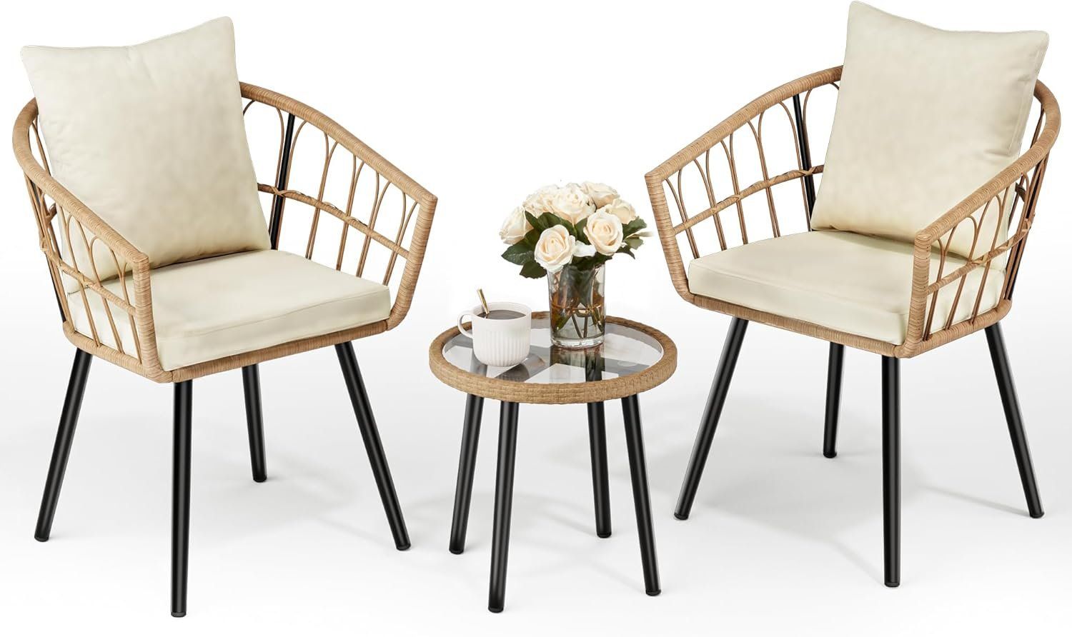 Set di tavolo e panche: 3-teiliges Rattan Balkonmöbel Set – Nuovo e nell'imballaggio originale da Gränichen venduto da omniadeals