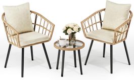 3-teiliges Rattan Balkonmöbel Set