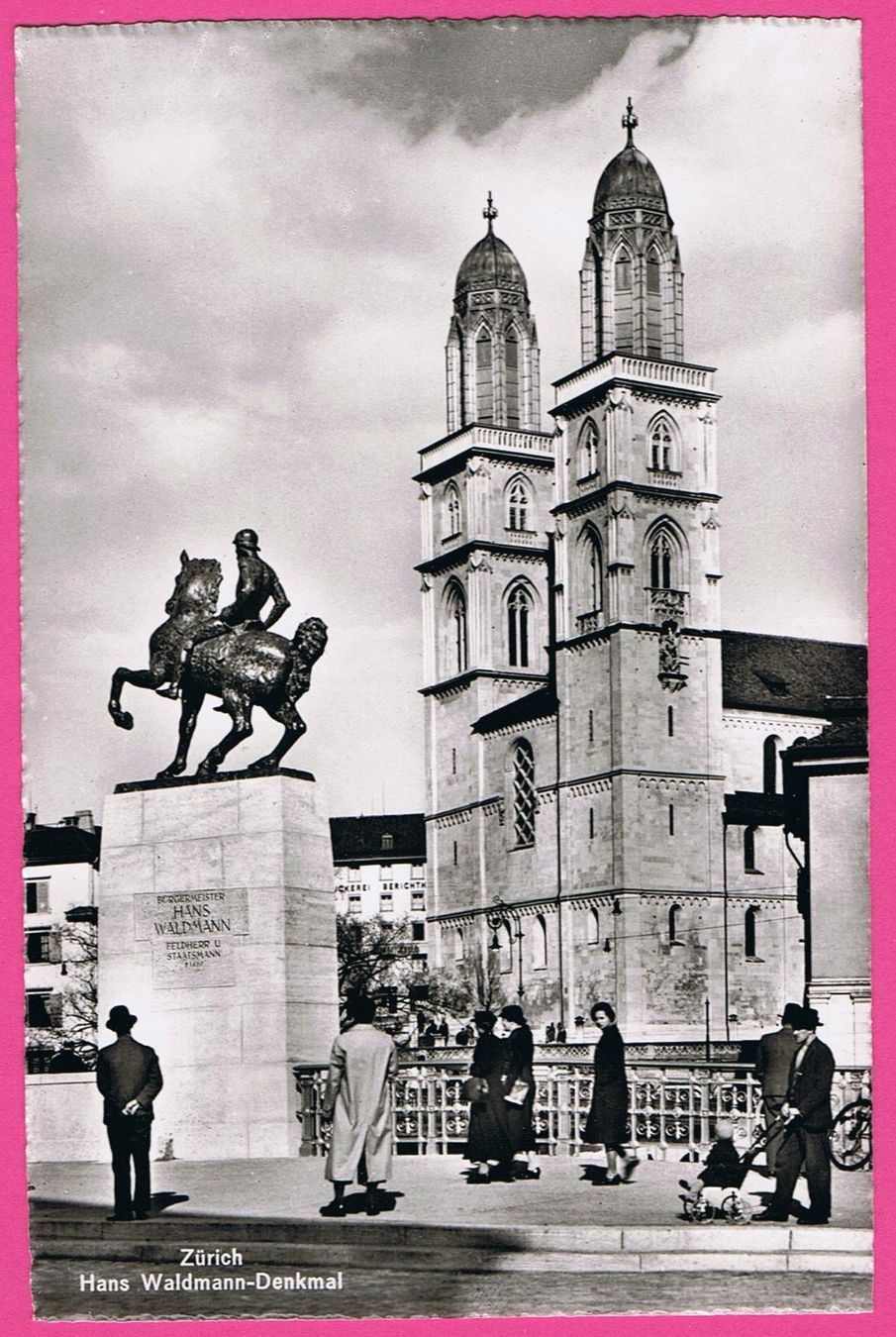 Cartoline postali: Zürich Hans Waldmann Denkmal belebt – Usato da Einsiedeln venduto da dillie