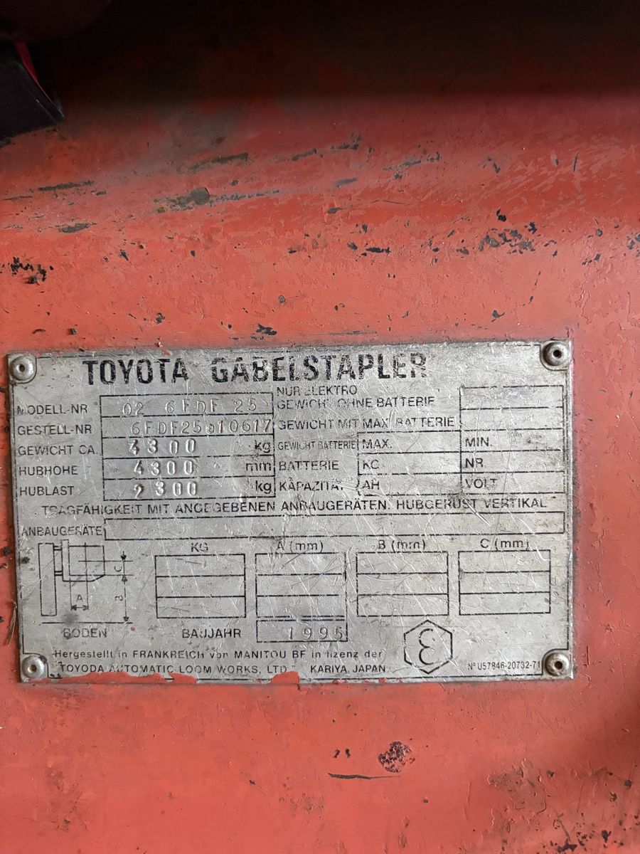 Toyota Carrelli elevatori e a forche: TOYOTA; Gabelstapler 2.5t. JG. 1995 – Usato da Gerlafingen venduto da Claudia24 4
