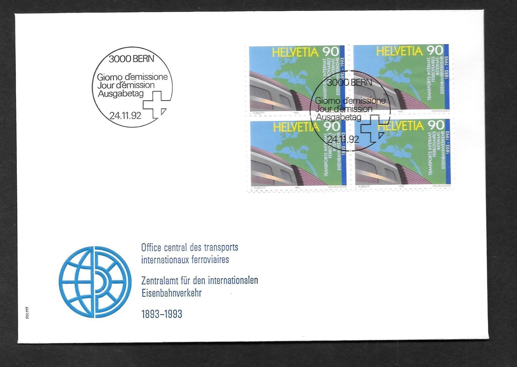 Tutti i francobolli: FDC Nr. 836 Viererblock ET Bern 24.11.1992 – Nuovo (secondo la descrizione) da Olten venduto da clotaldi