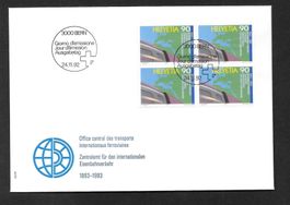 FDC Nr. 836 Viererblock ET Bern 24.11.1992