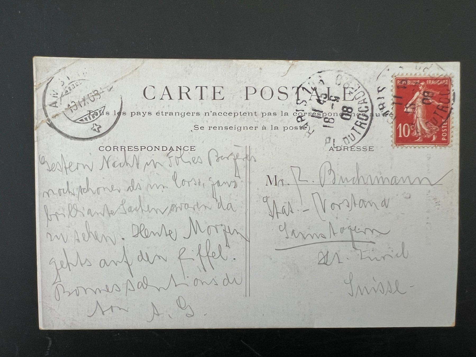 Ansichtskarten: AK  1908 Paris Gambetta (G283) – Gebraucht aus Hinwil von Sidi4 1