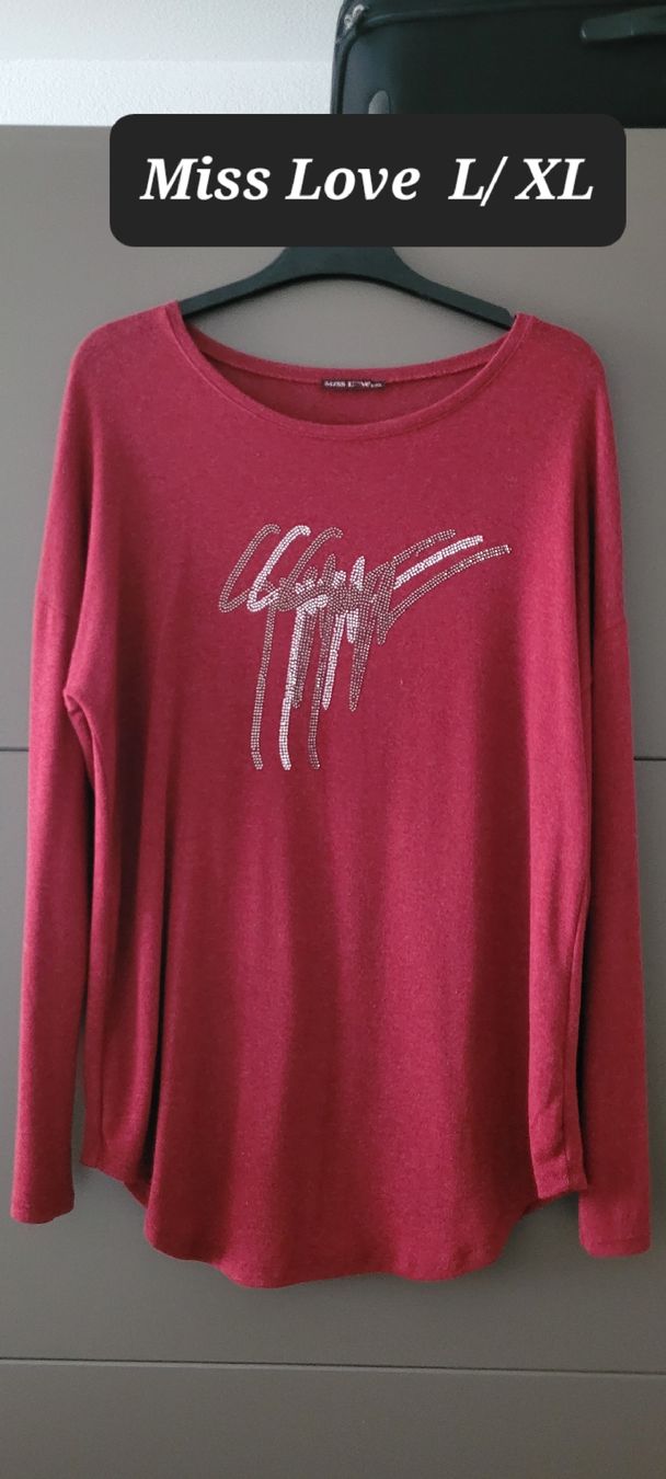 Pullover & Sweatshirts: Miss Love pull bordeaux imprimé taille L/XL  – Neu (gemäss Beschreibung) aus Vevey von x_y_f
