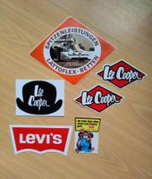 Lot d'autocollants vintage : Lattoflex, Levis, Lee Cooper.