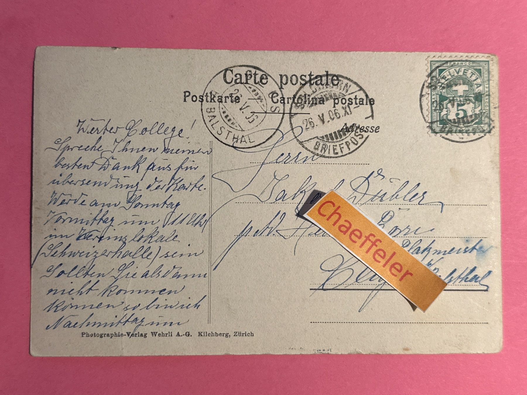Cartoline postali: 1906  4315 Solothurn - Die Bastion – Usato da Zürich venduto da Chaeffeler 1