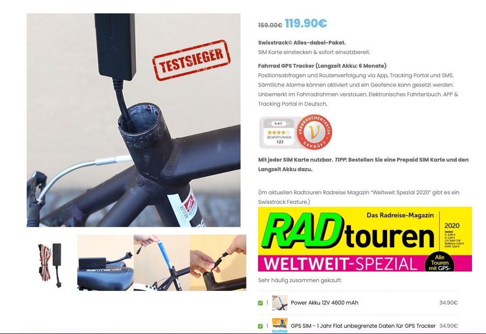 swisstrack bicycle gps tracker
