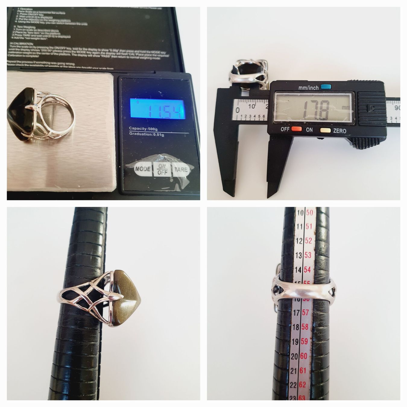 Anelli: Modischer Obsidian-Ring, Silber 925, Grösse 17.8 mm – Usato da Kreuzlingen venduto da Wunderkiste123 9