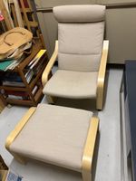 Sessel mit Fusshocker, beige