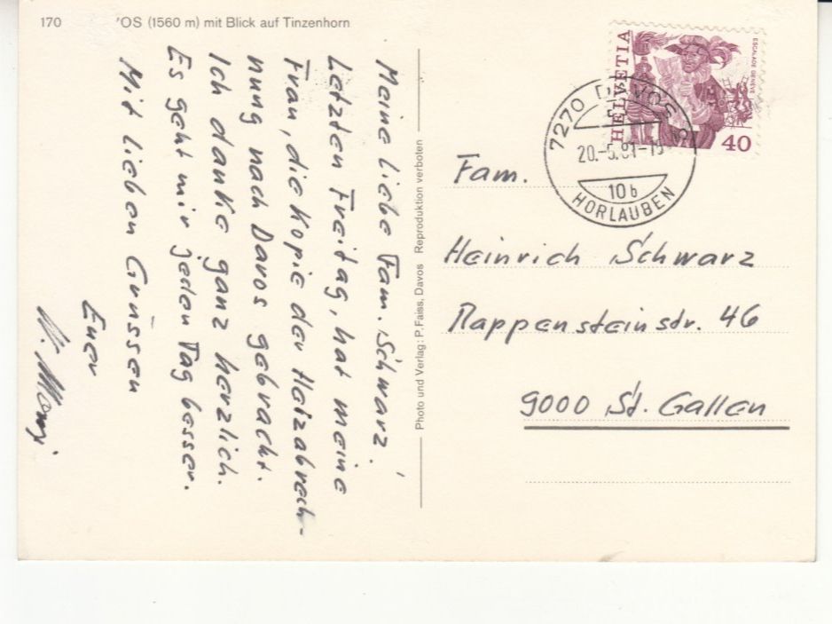 Cartoline postali: Davos 1991 – Usato da Bürglen TG venduto da StampGraf 1