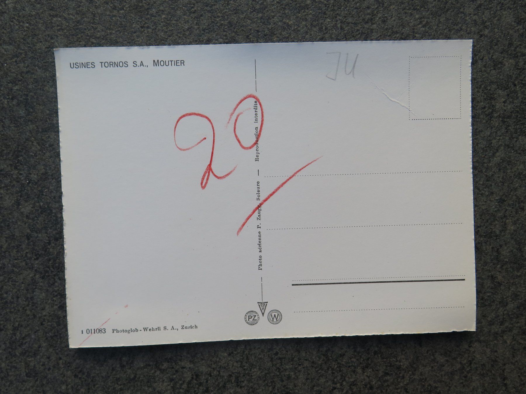 Cartoline postali: MOUTIER - USINES TORNOS S.A., MOUTIER – Usato da Wittenbach venduto da lipasal 1