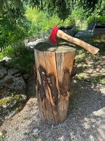 Rustikaler Hackstock (inkl. Axt)