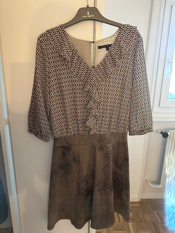 Robe Manches Longues Grise Et Noire La Fée Maraboutée - Taille 46 - Style Casual Rock - Occasion Très Bon état