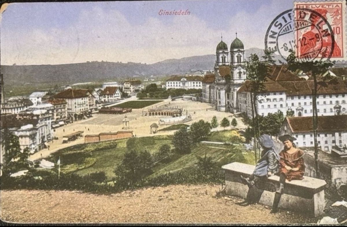 Ansichtskarten: Ansichtskarte Einsiedeln mit Kloster guter Zustand – Gebraucht aus birsfelden von tim0444