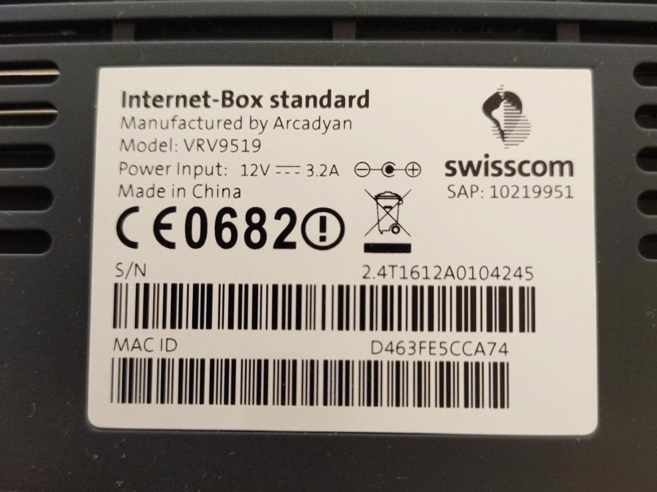Swisscom Modems & Router: Router Internet-Box standard VRV9519 Swisscom mit Netzteil – Gebraucht aus Rüti ZH von wern05 1