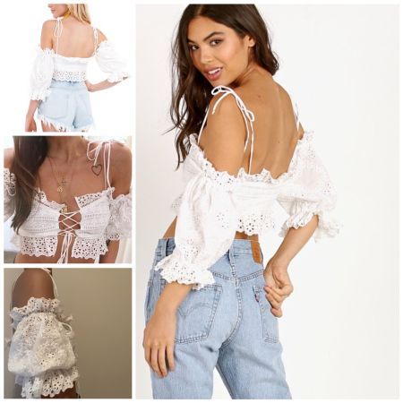FOR LOVE AND LEMONS Anabelle eyelet crop top.