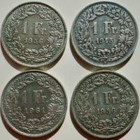 4 Stk 1 Fränkler 1945/1956/21956/1961 ab Fr. 1.-