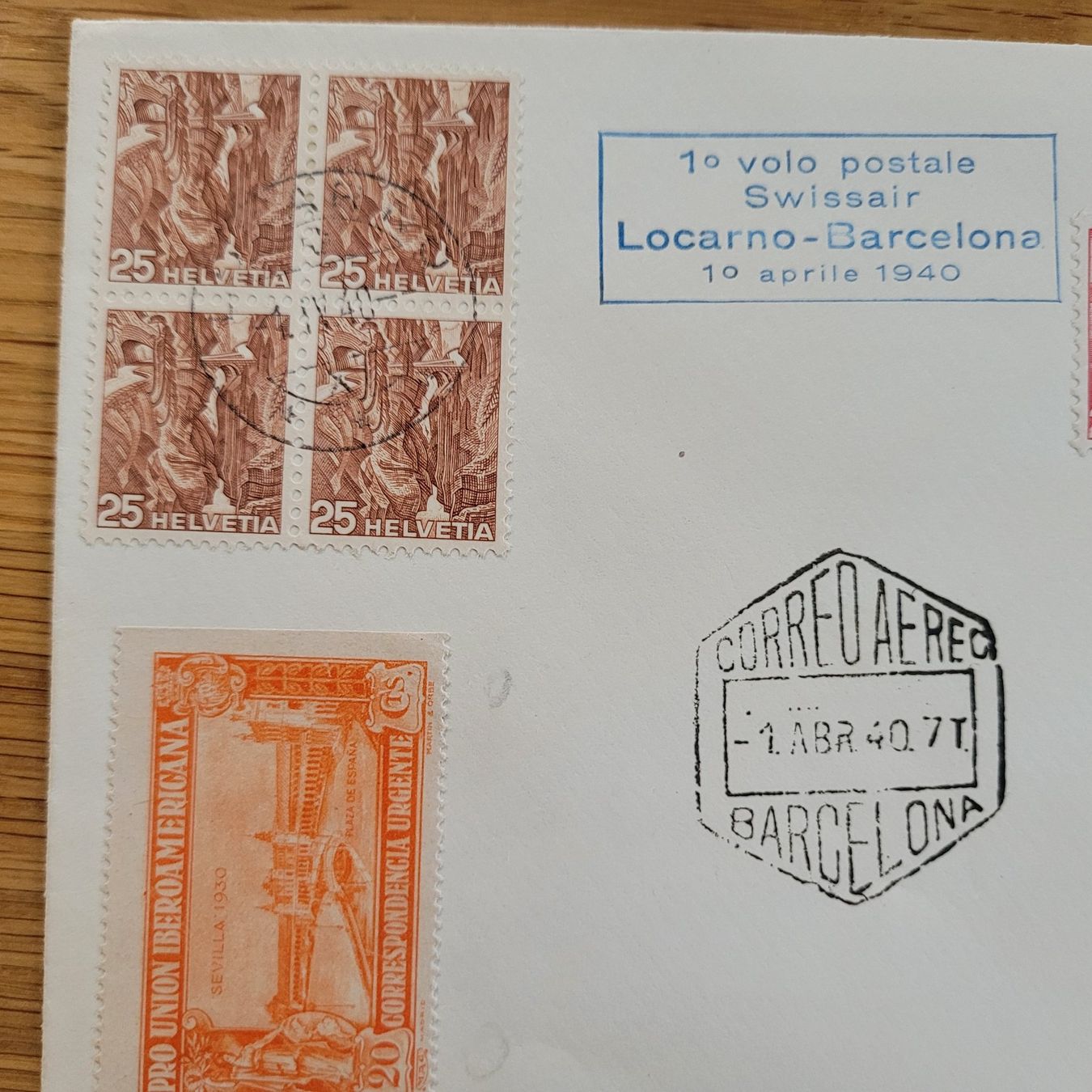 Tutti i francobolli: Luftpost Locarno Barcelona 1940 – Usato da Biel/Bienne venduto da Destockweb 1