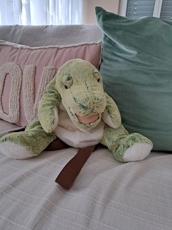 Plüschtier Rucksack Dinosaurier grün Kinder Tasche Neuwertig