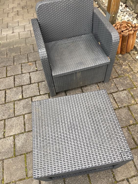 Rattan Kunststoff Gartenmöbel 2 Stühle und ein Tisch Kaufen auf Ricardo