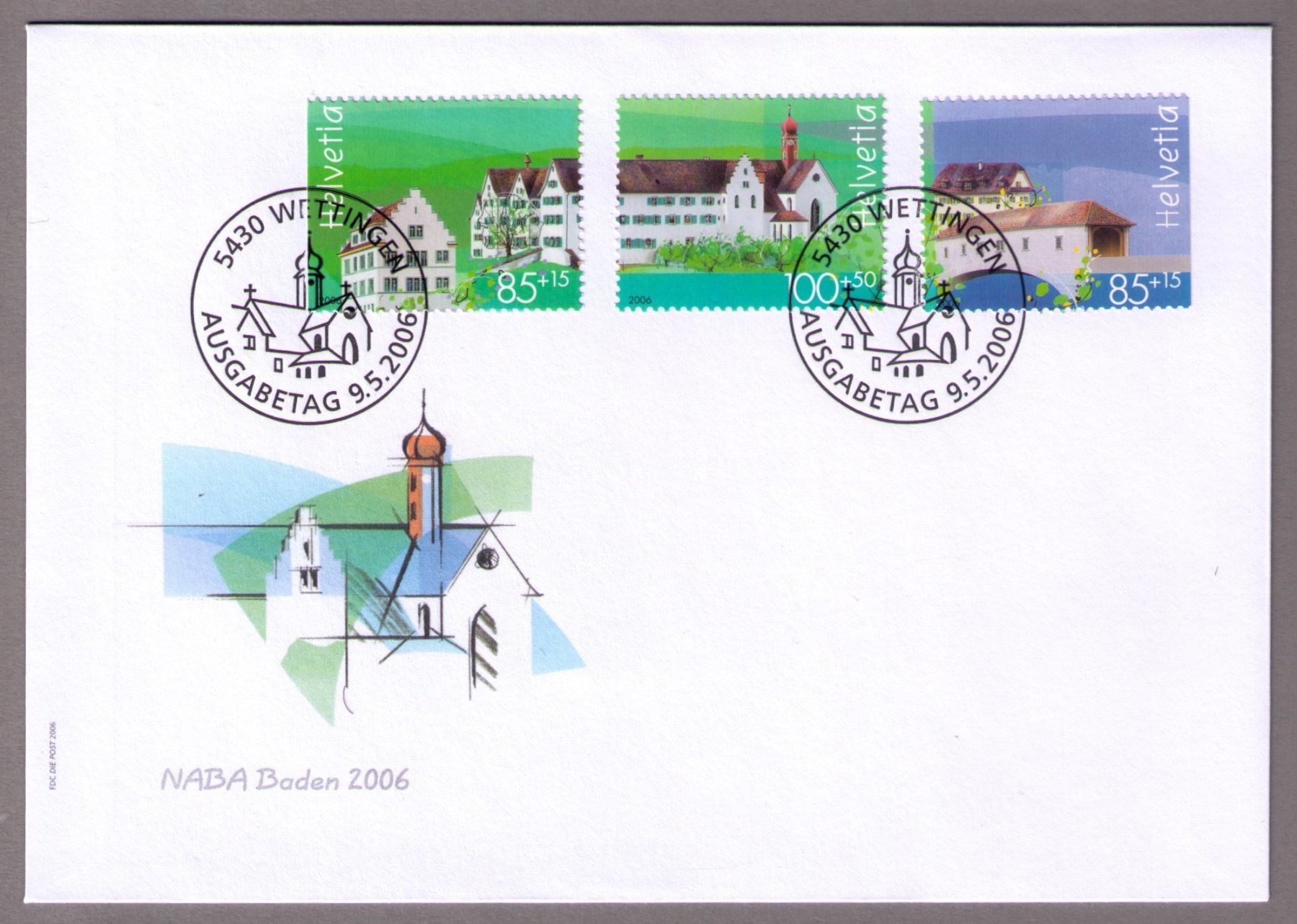 Tutti i francobolli: 2006_W90-92_NABA Baden_FDC EINZELMARKEN_Kleinformat C6 ! – Usato da Marthalen venduto da Ch_quality
