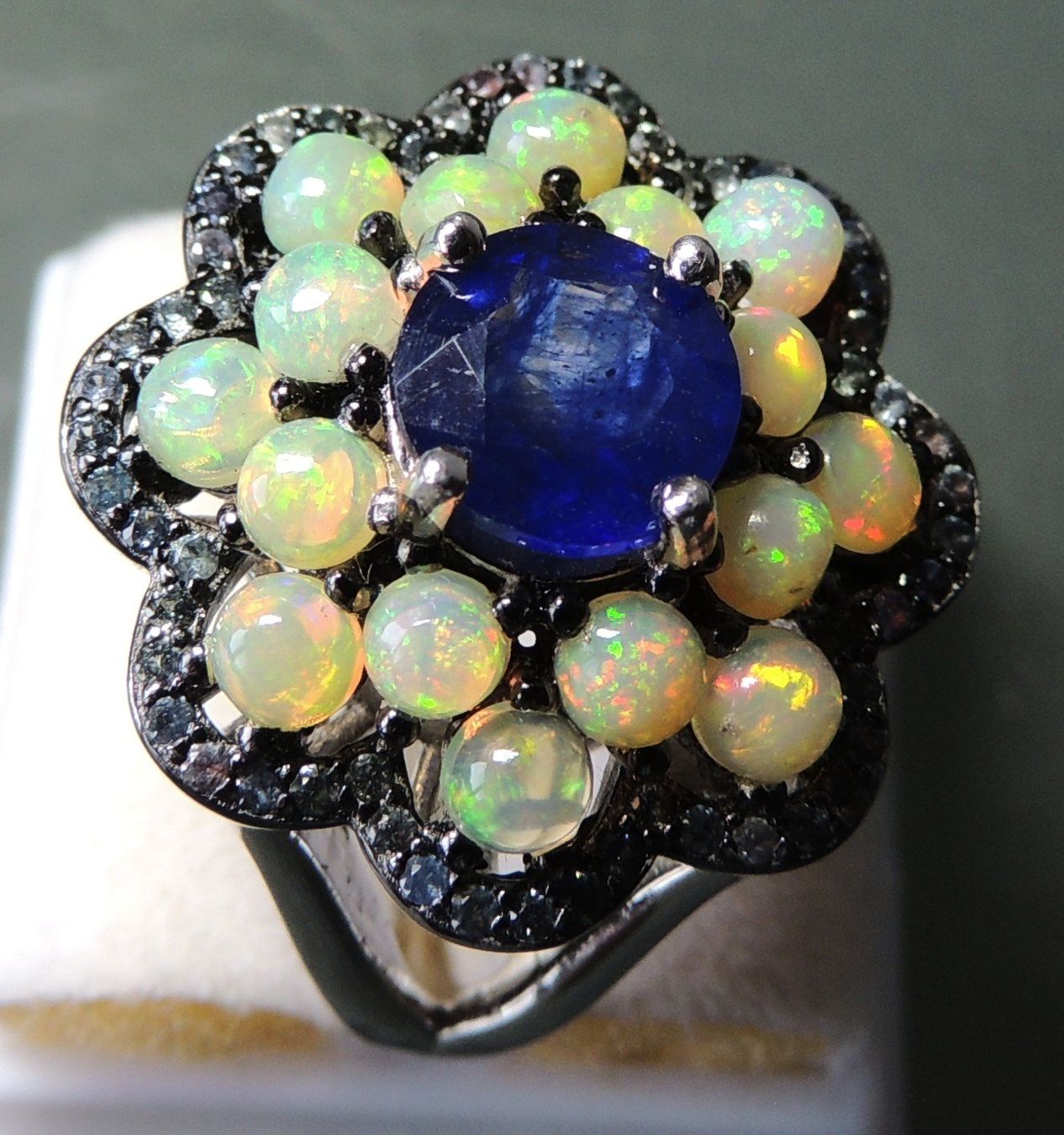 Anelli: Opal und Saphir Silber 925 Fingerring – Nuovo e nell'imballaggio originale da Waldenburg venduto da schaller707 1