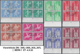 Viererblöcke ZNr. 355L–360L,363L,367L ʘ  BERN 1   ET -4.X.63