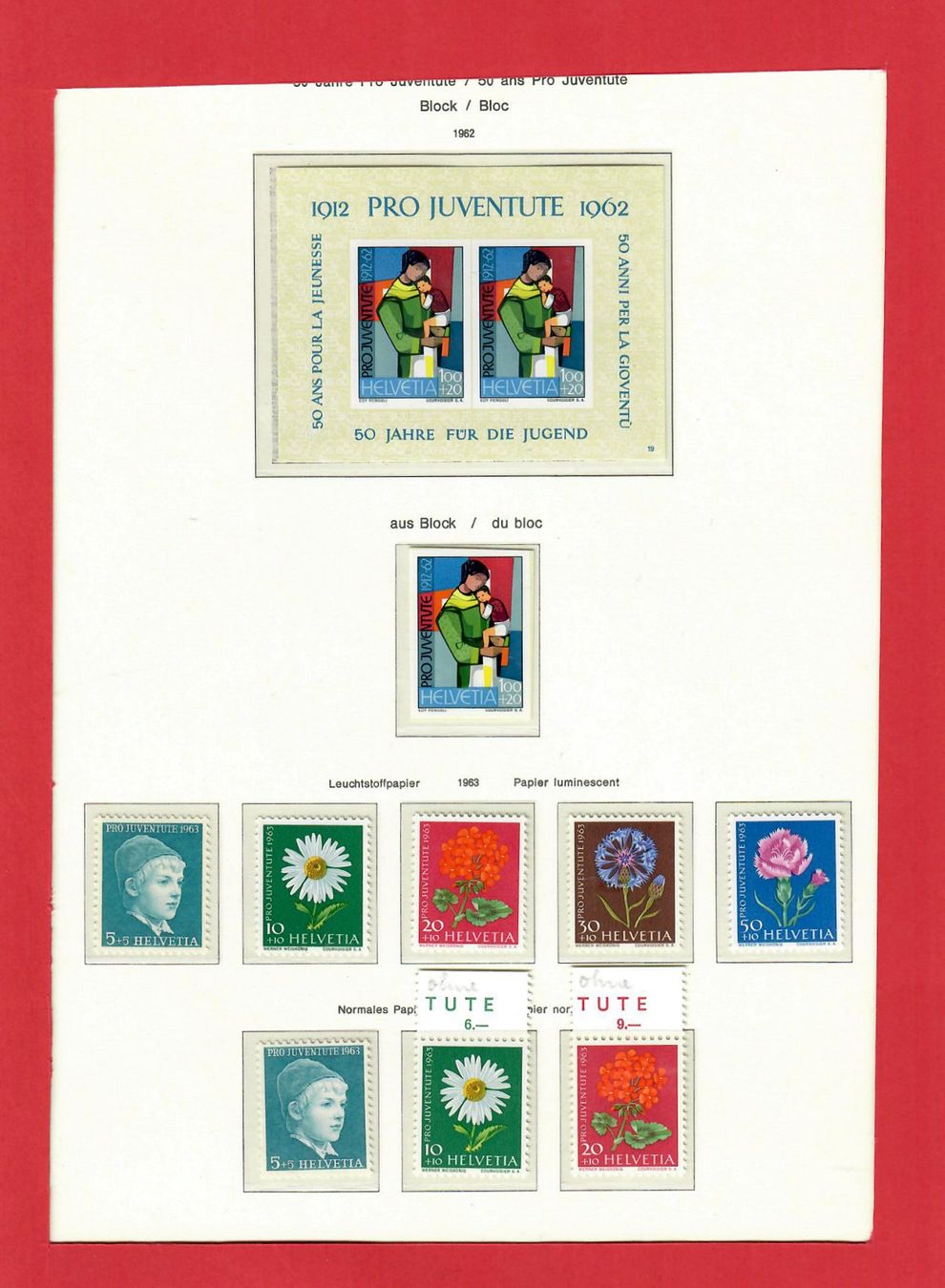Tutti i francobolli: ProJuventute Top Sammlung 1912-1963 Postfrisch mit Vorläufer – Usato da Bützberg venduto da Die.6.a 9
