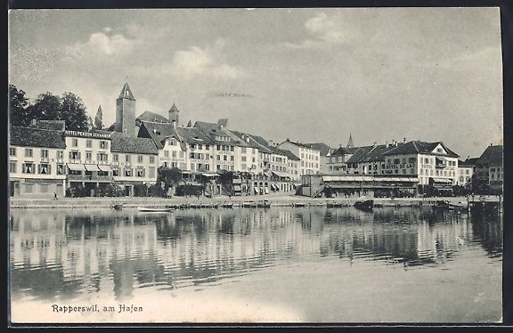 Cartoline postali: Rapperswil, Hafenpartie mit Ortspanorama – Usato da Berlin venduto da bartko-reher