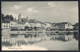 Rapperswil, Hafenpartie mit Ortspanorama