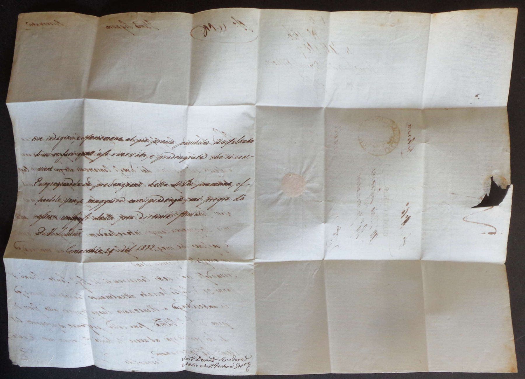 Tutti i francobolli: ITALIA 1837: Lettera da COMACCHIO a CORINALDO – Usato da Le Locle venduto da timbrettino 3