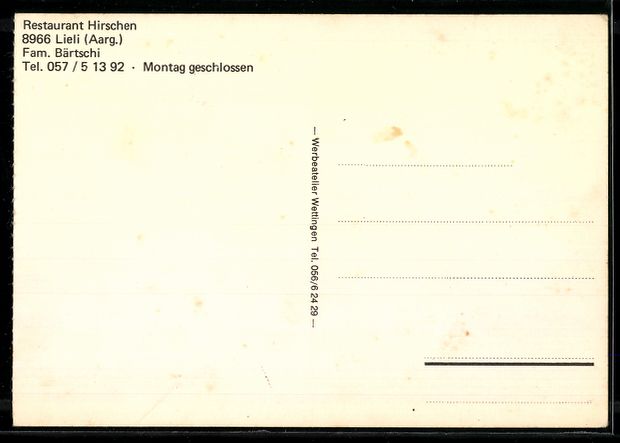 Cartoline postali: AK Lieli /Aarg. Am Restaurant Hirschen – Usato da Berlin venduto da bartko-reher 1