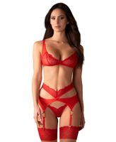 Obsessive – Ensemble Cupide Desir 3 pièces en dentelle rouge