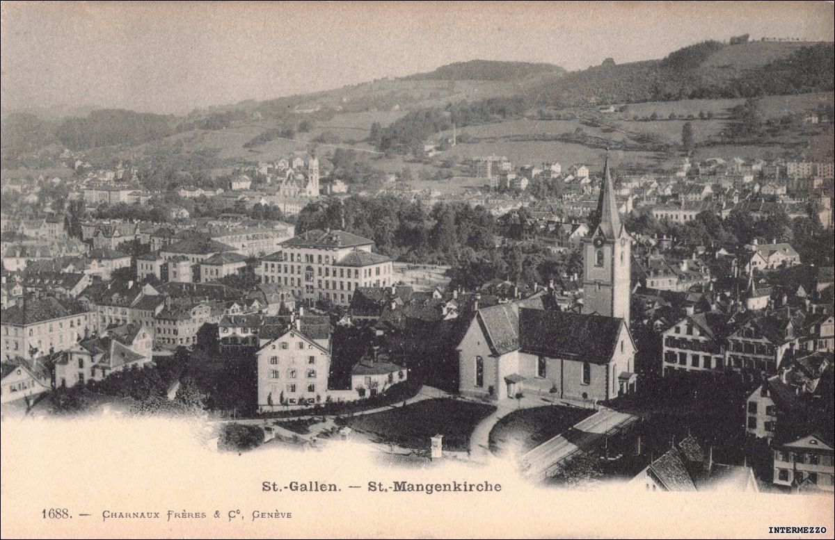 Cartoline postali: St. Gallen // St. Mangenkirche ca. 1910 – Usato da Basel venduto da intermezzo12
